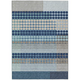 3' X 5' Blue And Navy Blue Geometric Washable Indoor Outdoor Area Rug