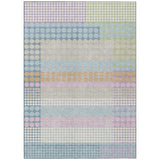 3' X 5' Sky Blue And Lavender Geometric Washable Indoor Outdoor Area Rug