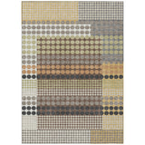 3' X 5' Taupe And Gold Geometric Washable Indoor Outdoor Area Rug