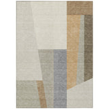 3' X 5' Beige And Ivory Geometric Washable Indoor Outdoor Area Rug