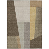3' X 5' Chocolate And Beige Geometric Washable Indoor Outdoor Area Rug