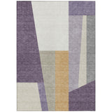 3' X 5' Plum And Lavender Geometric Washable Indoor Outdoor Area Rug