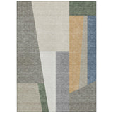 3' X 5' Taupe And Olive Green Geometric Washable Indoor Outdoor Area Rug