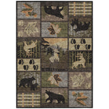 3' X 5' Black And Brown Bear Washable Indoor Outdoor Area Rug
