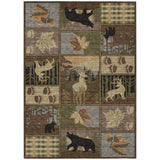 5' X 8' Chocolate And Black Bear Washable Indoor Outdoor Area Rug