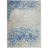 3' X 5' Navy Blue And Beige Abstract Washable Indoor Outdoor Area Rug