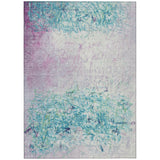 3' X 5' Teal Blue And Aqua Abstract Washable Indoor Outdoor Area Rug