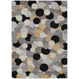 5' X 8' Black And Ivory Geometric Washable Indoor Outdoor Area Rug