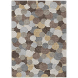 3' X 5' Chocolate And Ivory Geometric Washable Indoor Outdoor Area Rug