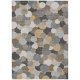 3' X 5' Gray And Chocolate Geometric Washable Indoor Outdoor Area Rug