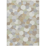 5' X 8' Ivory And Beige Geometric Washable Indoor Outdoor Area Rug