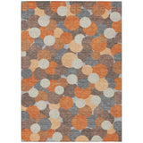 3' X 5' Orange And Gray Geometric Washable Indoor Outdoor Area Rug