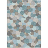 3' X 5' Turquoise And Teal Blue Geometric Washable Indoor Outdoor Area Rug