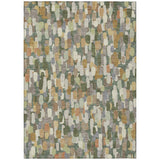 3' X 5' Green And Beige Abstract Washable Indoor Outdoor Area Rug