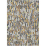 3' X 5' Gray And Beige Abstract Washable Indoor Outdoor Area Rug