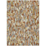 3' X 5' Orange And Beige Abstract Washable Indoor Outdoor Area Rug