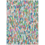 3' X 5' Teal Blue And Navy Blue Abstract Washable Indoor Outdoor Area Rug