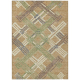 3' X 5' Gold And Brown Geometric Washable Indoor Outdoor Area Rug