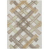 3' X 5' Ivory And Taupe Geometric Washable Indoor Outdoor Area Rug