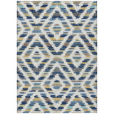 3' X 5' Navy Blue And Ivory Tribal Washable Indoor Outdoor Area Rug