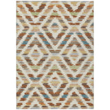 3' X 5' Orange And Beige Tribal Washable Indoor Outdoor Area Rug