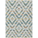 3' X 5' Teal Blue And Copper Tribal Washable Indoor Outdoor Area Rug