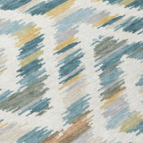 8' Teal Blue And Copper Round Tribal Washable Indoor Outdoor Area Rug