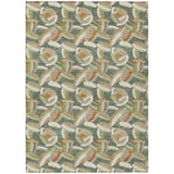 3' X 5' Green And Ivory Abstract Washable Indoor Outdoor Area Rug