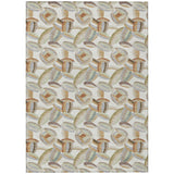 3' X 5' Ivory And Green Abstract Washable Indoor Outdoor Area Rug