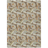 3' X 5' Brown And Ivory Abstract Washable Indoor Outdoor Area Rug