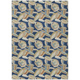 3' X 5' Navy Blue And Ivory Abstract Washable Indoor Outdoor Area Rug
