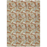 3' X 5' Orange And Brown Abstract Washable Indoor Outdoor Area Rug