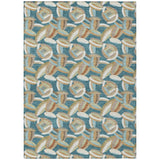 8' X 10' Teal Blue And Orange Abstract Washable Indoor Outdoor Area Rug