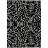 3' X 5' Black And Ivory Geometric Washable Indoor Outdoor Area Rug