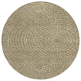 8' Coffee And Ivory Round Geometric Washable Indoor Outdoor Area Rug