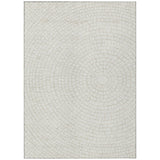 3' X 5' Ivory And Beige Geometric Washable Indoor Outdoor Area Rug