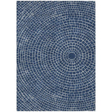 3' X 5' Navy Blue And Ivory Geometric Washable Indoor Outdoor Area Rug
