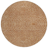 8' Rust And Ivory Round Geometric Washable Indoor Outdoor Area Rug