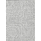 3' X 5' Silver And Ivory Geometric Washable Indoor Outdoor Area Rug