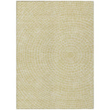 3' X 5' Wheat And Ivory Geometric Washable Indoor Outdoor Area Rug
