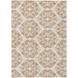 5' X 8' Copper And Ivory Damask Washable Indoor Outdoor Area Rug
