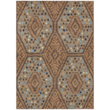 3' X 5' Copper And Orange Tribal Washable Indoor Outdoor Area Rug