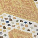 3' X 5' Gold And Ivory Tribal Washable Indoor Outdoor Area Rug