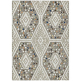 3' X 5' Ivory And Taupe Tribal Washable Indoor Outdoor Area Rug