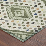 3' X 5' Sage And Beige Tribal Washable Indoor Outdoor Area Rug