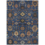 3' X 5' Navy Blue And Copper Floral Medallion Washable Indoor Outdoor Area Rug