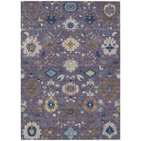 3' X 5' Plum And Navy Blue Floral Medallion Washable Indoor Outdoor Area Rug
