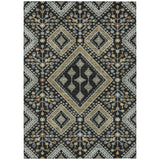 5' X 8' Black And Fern Green Medallion Washable Indoor Outdoor Area Rug
