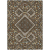3' X 5' Chocolate And Orange Medallion Washable Indoor Outdoor Area Rug
