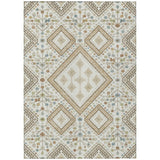 5' X 8' Ivory And Gold Medallion Washable Indoor Outdoor Area Rug